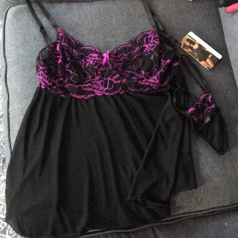 Black and Purple Intimate with String Thong